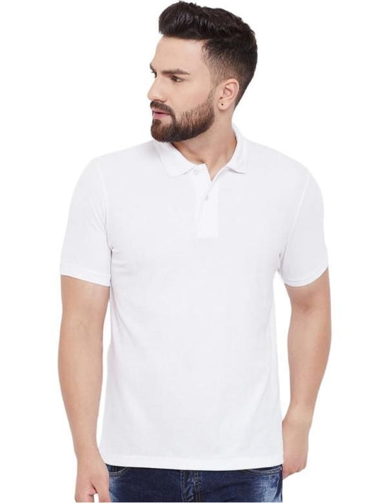 Cotton Matty Solid Half Sleeves Mens Polo Neck T-Shirt Pack Of 3